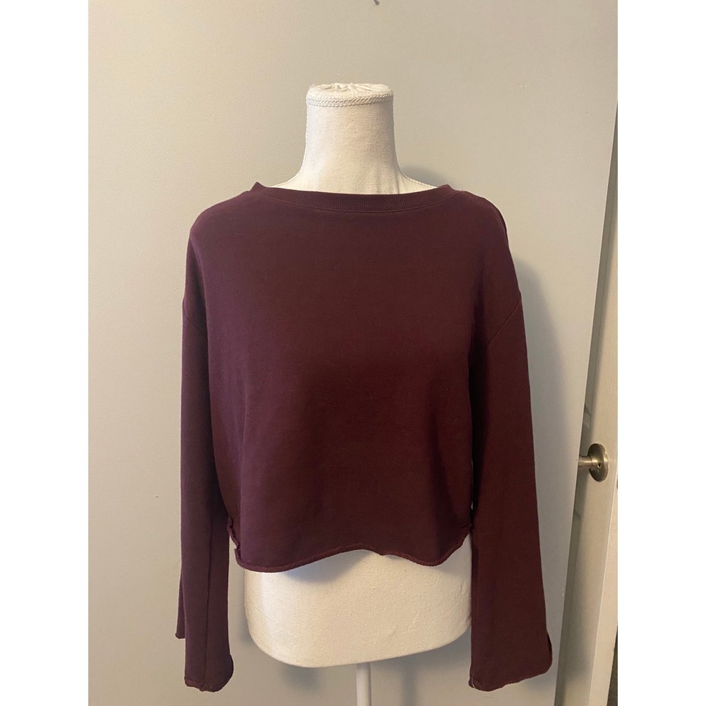 H&M Maroon Cropped Long Sleeve Sweater‎